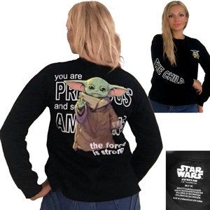 Licensed Star Wars GROGU Baby YODA women's FLEECE Sweatshirt back print XS,S,M,L